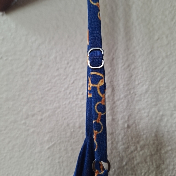 L'agence Women's Chain Print 100% Silk Cropped Jumper. Navy/Gold Size 8 - Picture 5 of 10